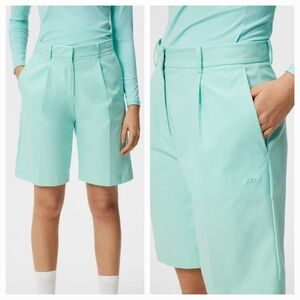 J. Lindeberg New Aruba Blue Megh Pleated High Waist Sporty Golf Shorts SZ 27